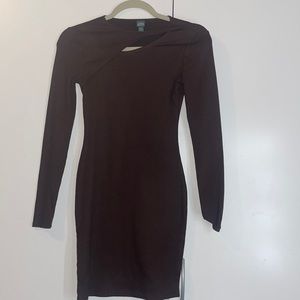 brown long sleeve dress xxs